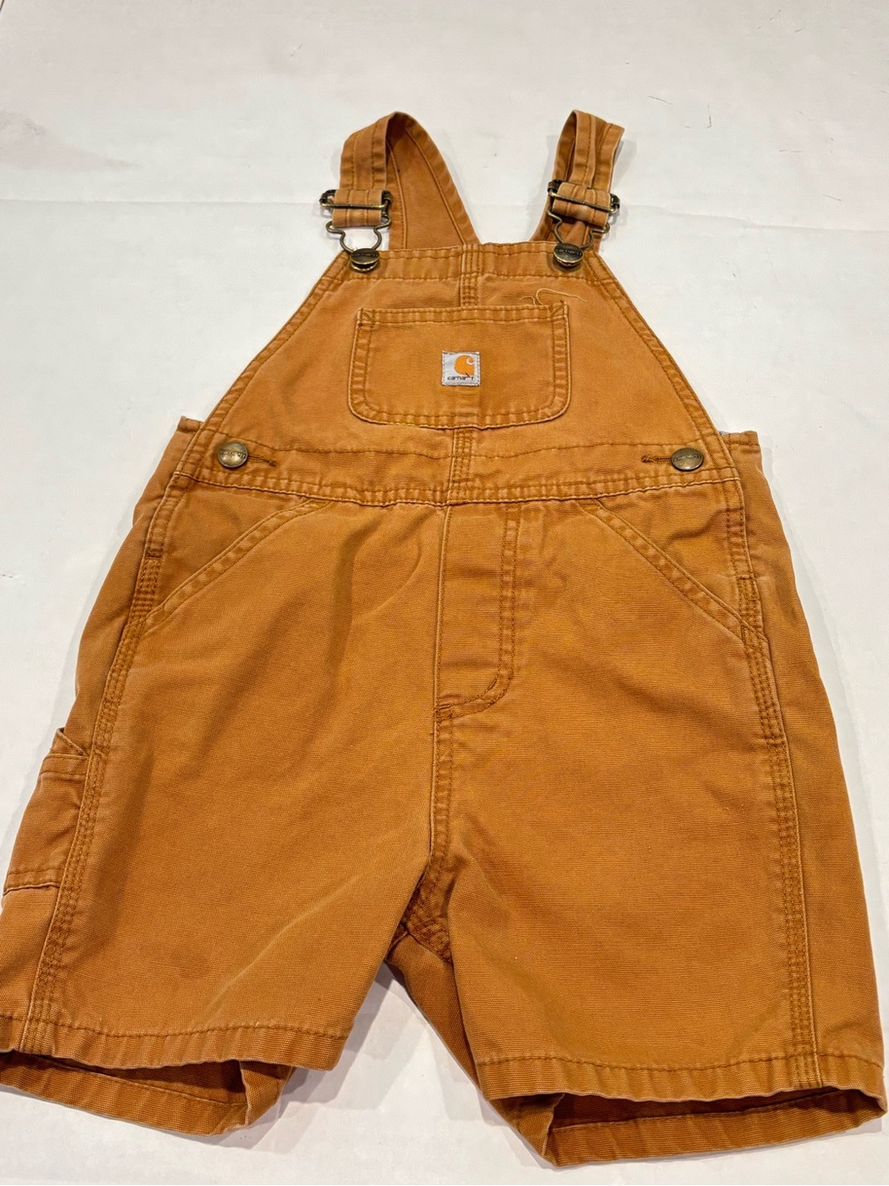 Carhartt Toddler Washed Canvas Duck Bib Overalls Boys 4T Brown Short Overalls
